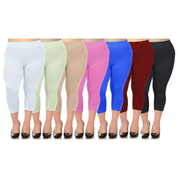 1-Pack Women's Soft High Waisted Stretch Yoga Capri Leggings Plus Size Available - Picture 2 of 16